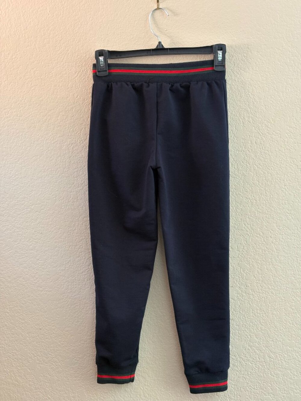 Boys European Style Jogger Pants Navy Green Red Trim Size 146-152 - Picture 2 of 7